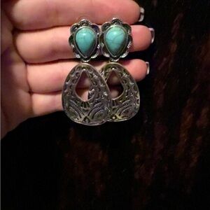 Turquoise and Silver Dangle Earrings
